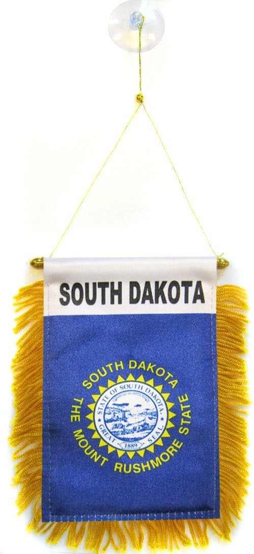 AZ FLAG, South Dakota Mini Banner, 6'' x 4'', 100% Polyester US state of Dakota du Sud Small Pennant for Car