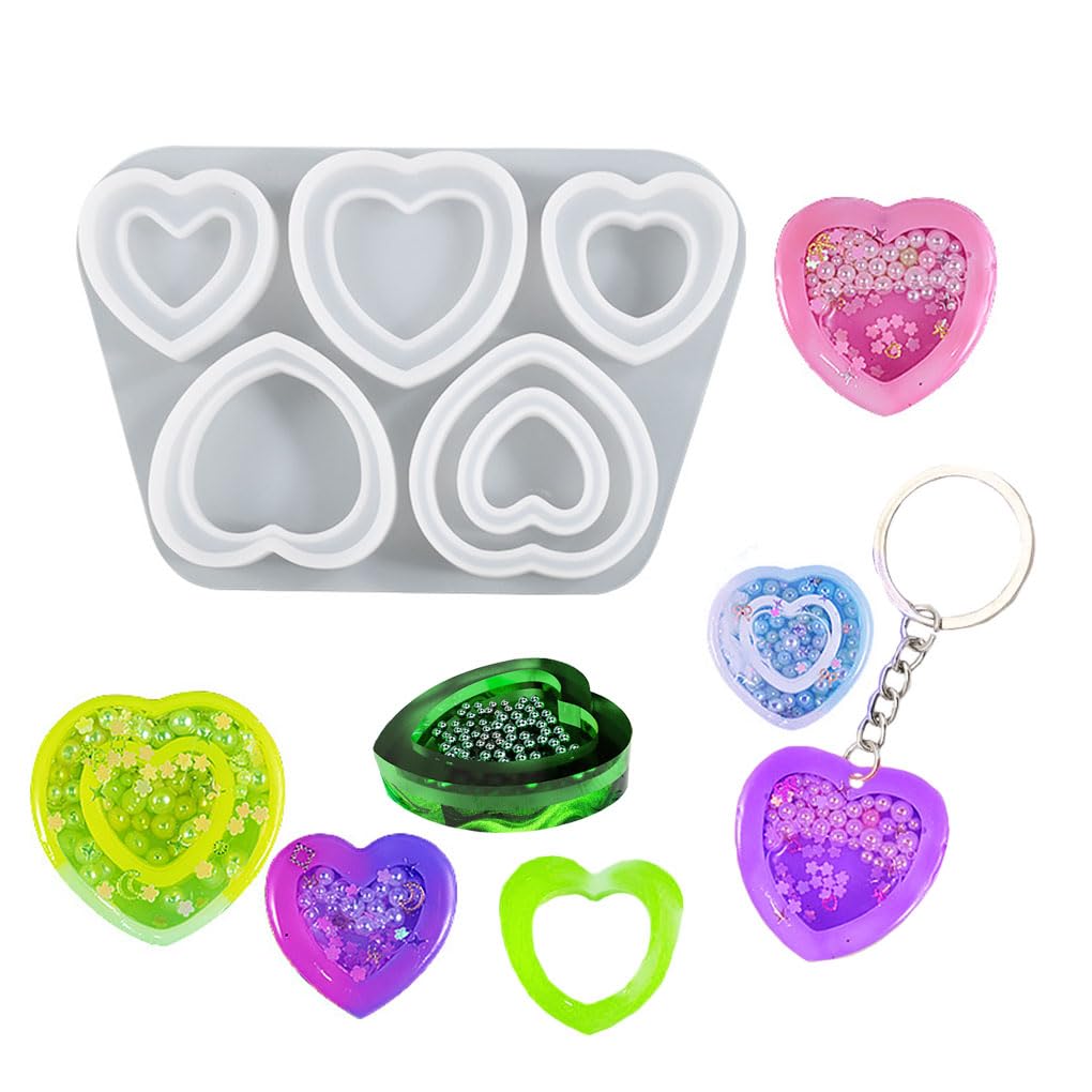 FineInno Quicksand Resin Mould for Epoxy Silicone Shaker Mould Charms Pendant Casting Mould for Jewelry Necklace Making DIY Decoration Crafts