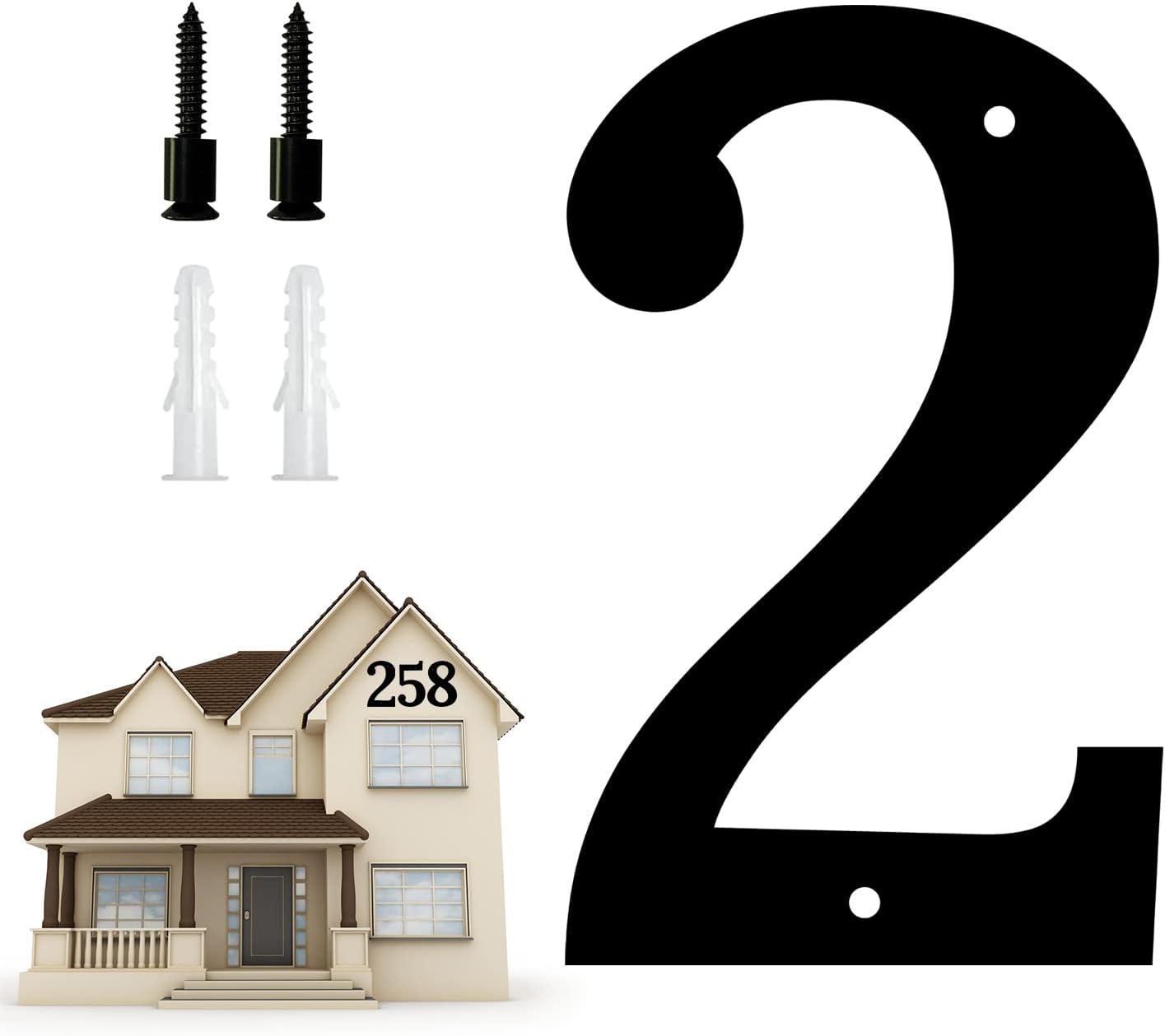 Address Signs - 10.6 Inch Large House Numbers, Modern Floating for Outside Large Metal House Numbers Black Coated Rust-Proof Home Address Numbers Plaques Metal Numbers (2)