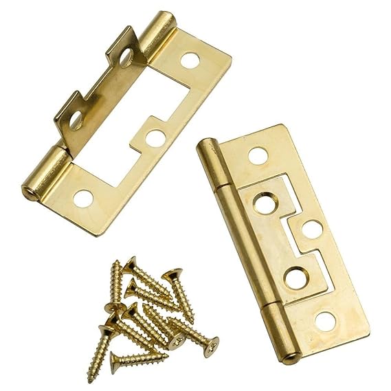 Brass Plated Hinge, 3/4" (A) x 15/16" (B) x 21/2" (C), Pair