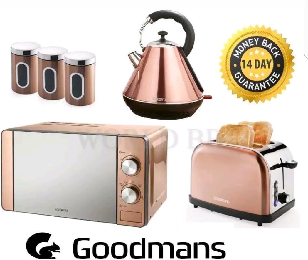 Copper Microwave 20L, Diamond Kettle 1.8L, 2 Slice Toaster & 3