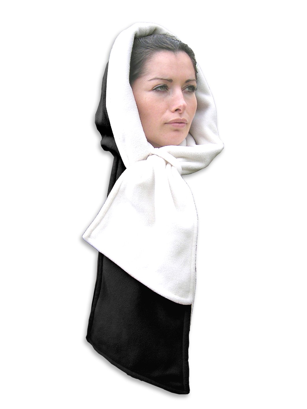 Inther Max Reversible Fleece Hood Scarf (Black and White)