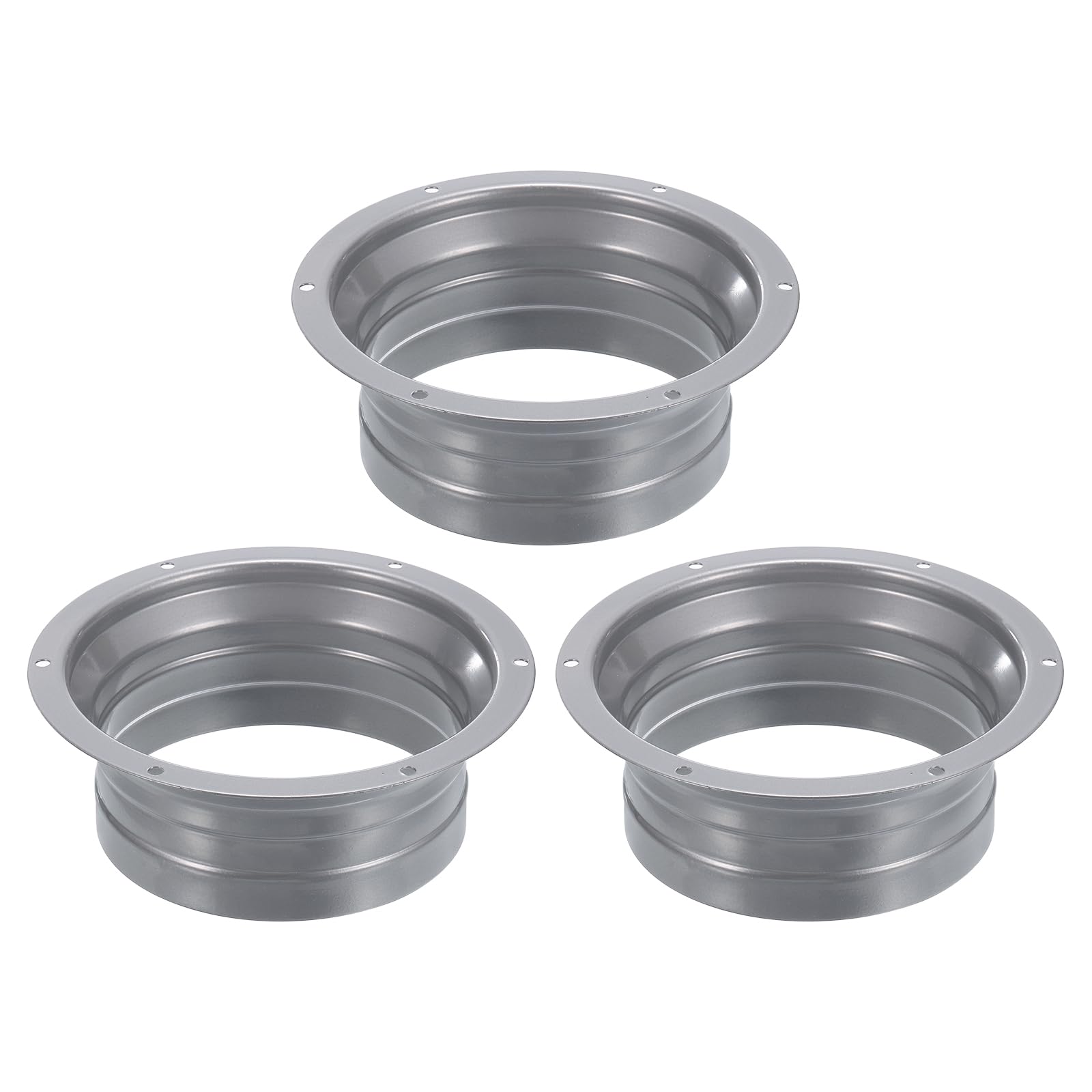 PATIKIL 5 Inch Duct Connector Flange, 3 Pcs Metal Fitting Straight Pipe Flange Round Ventilation Air Duct for Heating Cooling Ventilation HVAC System