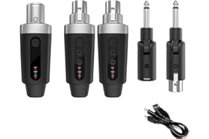 Tangxi 2.4GHz UHF Wireless Microphone Transmitter Receiver, Rechargeable XLR Microphone Wireless System for Dynamic Microphon