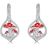 Flower Earrings Sunflower/Daisy/Rose/Tulip/Scottish Thistle/Lotus/Mushroom/Iris/Astronaut Dangle Drop 925 Sterling Silver Leverback Earrings Jewelry Gift for Women