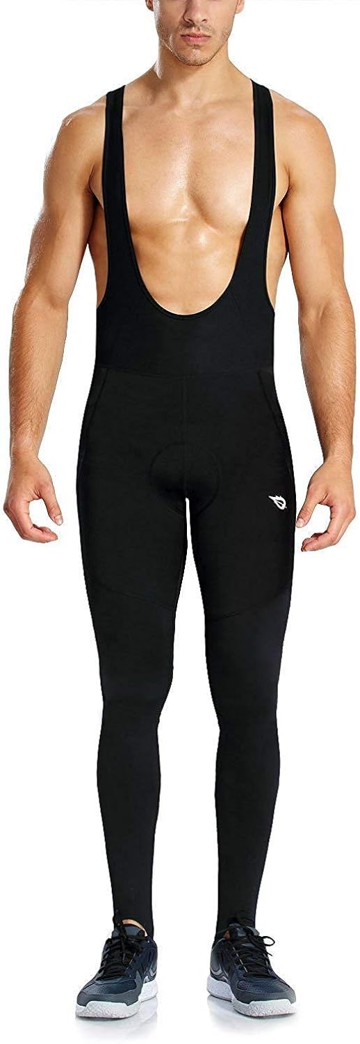 BALEAF Men's 3D Padded Thermal Cycling Bib Long Pants Stirrup Bike Tights Compression Leggings Black Size XXL: Clothing