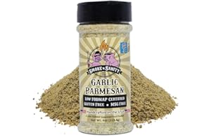 Smoke n Sanity Garlic Parmesan - Sensitive Stomach Approved - Full Flavor - Monash Certified Low FODMAP - Gluten Free - Low FODMAP Foods - (4.0 oz Shaker)