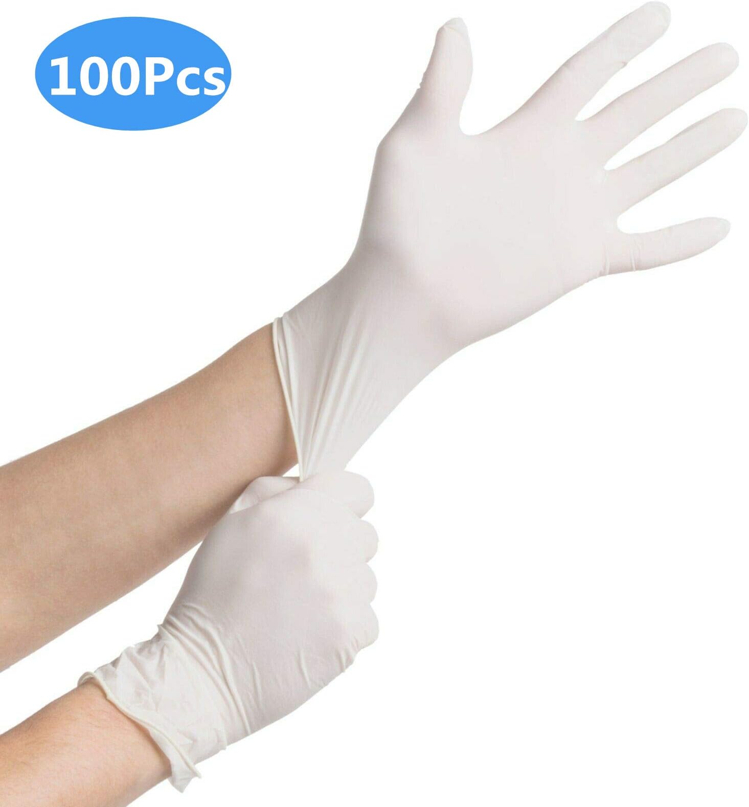 Godmorn 100Pcs Disposable Gloves Nitrile, Powder Free, Latex Free, Strong Clean Gloves High Elasticity, XS/S/M/L for Salon Dental Restaurant Food Cleaning