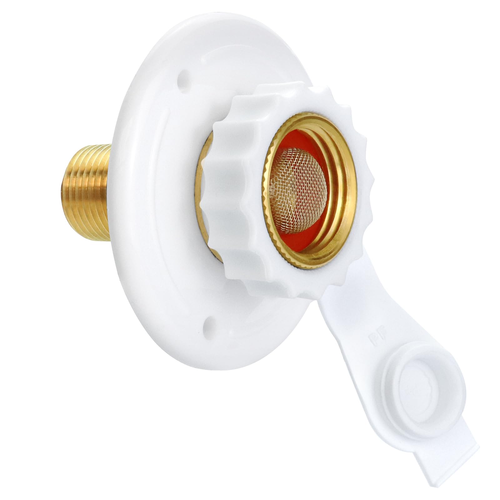 Photo 1 of RV Water Inlet Replacement,RV City Water Inlet with Check Valve,City Water Fill Inlet Flange Brass Fresh City Water Inlet Connection for RV Camper Trailer Marine Motorhome,White