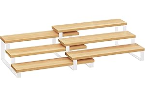 SONGMICS Display Risers, Set of 2 Engineered Wood Perfume Organizer Stand, 3-Tier Cupcake Stand Holder, Spice Rack, Shelf Ris