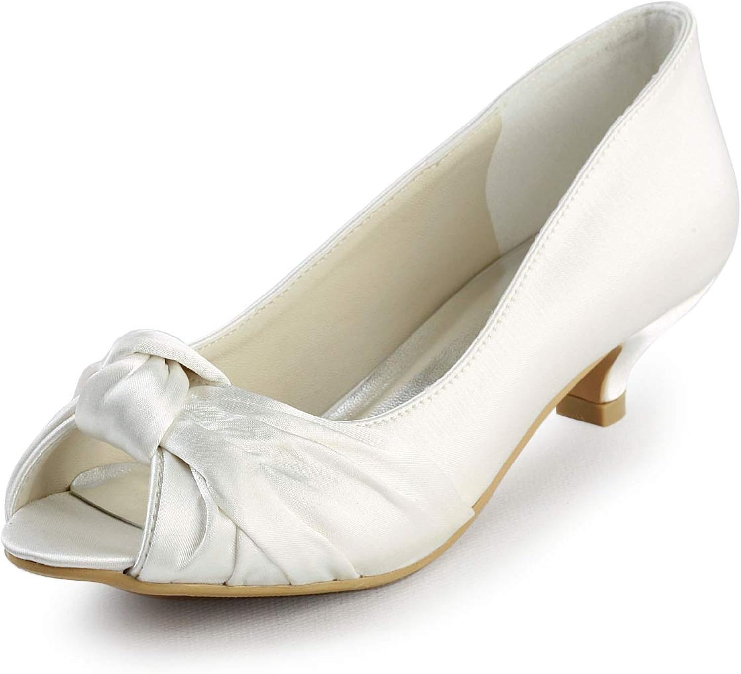 Amazon Com Jiajia 0111 Women S Bridal Shoes Peep Toe Low Heel Satin Pumps Knot Wedding Shoes Pumps