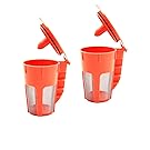 WOTOW 2 Pack K-Cups Carafe Reusable Coffee Filters, Replacement Refillable for Keurig 2.0 Brewers, K200 K300 K400 K500 Series Brewing Capacity 80 ML with No-BPA Plastic, Stainless Steel Mesh (Orange)