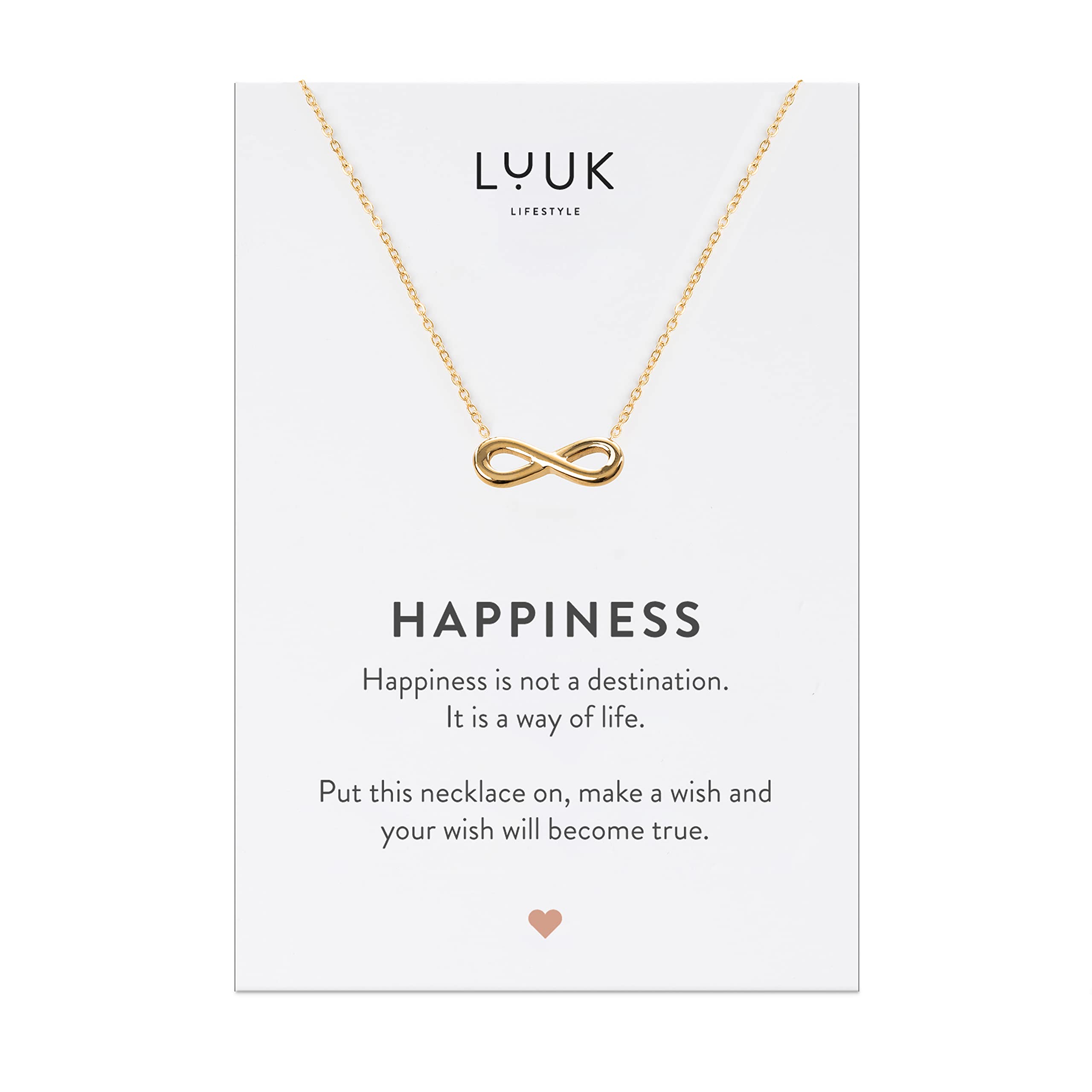LUUK LIFESTYLE Stainless Steel Pendant Necklace for Women Waterproof 50cm Chain Modern Necklace Gift for Her Gold Infinity — image 1