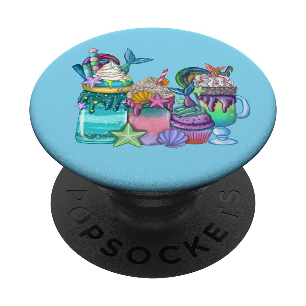 Mermaid Coffee Beach Summer Aesthetic Ocean Shake Graphic PopSockets Adhesive PopGrip