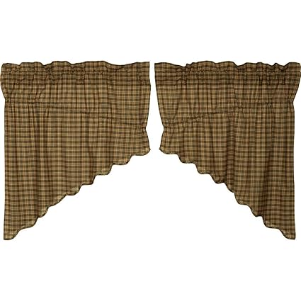 VHC Brands Barrington Prairie Swag Scalloped Lined Set of 2 36x36x18