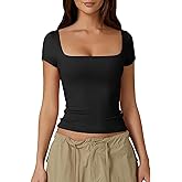 materasu Women Ribbed Tank Tops Knit Square Neck Sleeveless Shirts Summer Casual Basic Tanks