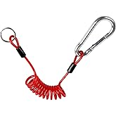 Trailer Breakaway Cable, RV Accessories, Stainless Steel Spring Wire, Heavy Duty Steel RV Essentials Extend to 4ft Coiled Safety Strap for RV Camper Trailer