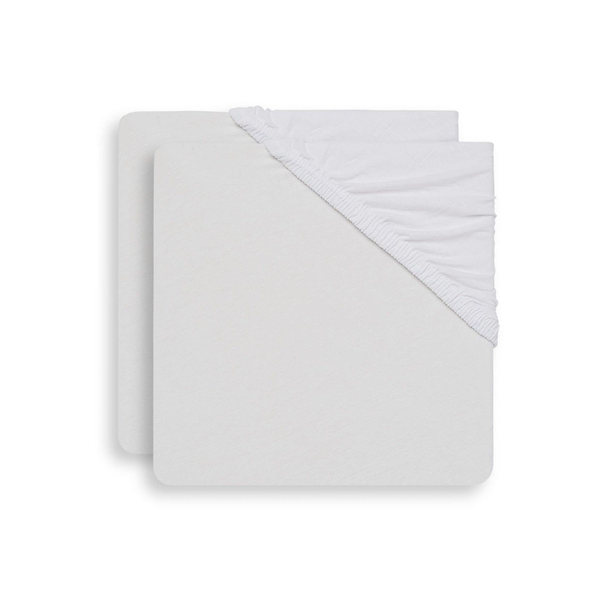 Set of 2 Jersey Fitted Sheets 75 x 95 cm for Playpen Mats White Jollein