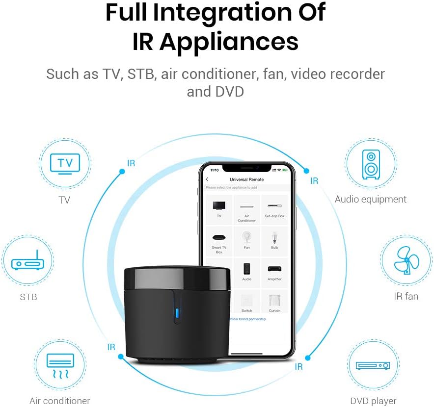 BroadLink Smart Home Hub-WiFi Remote Control IR Blaster for Smart Life Home Automation, TV Remote, Works with Alexa, Google Home, IFTTT (RM4 Mini) - - 
