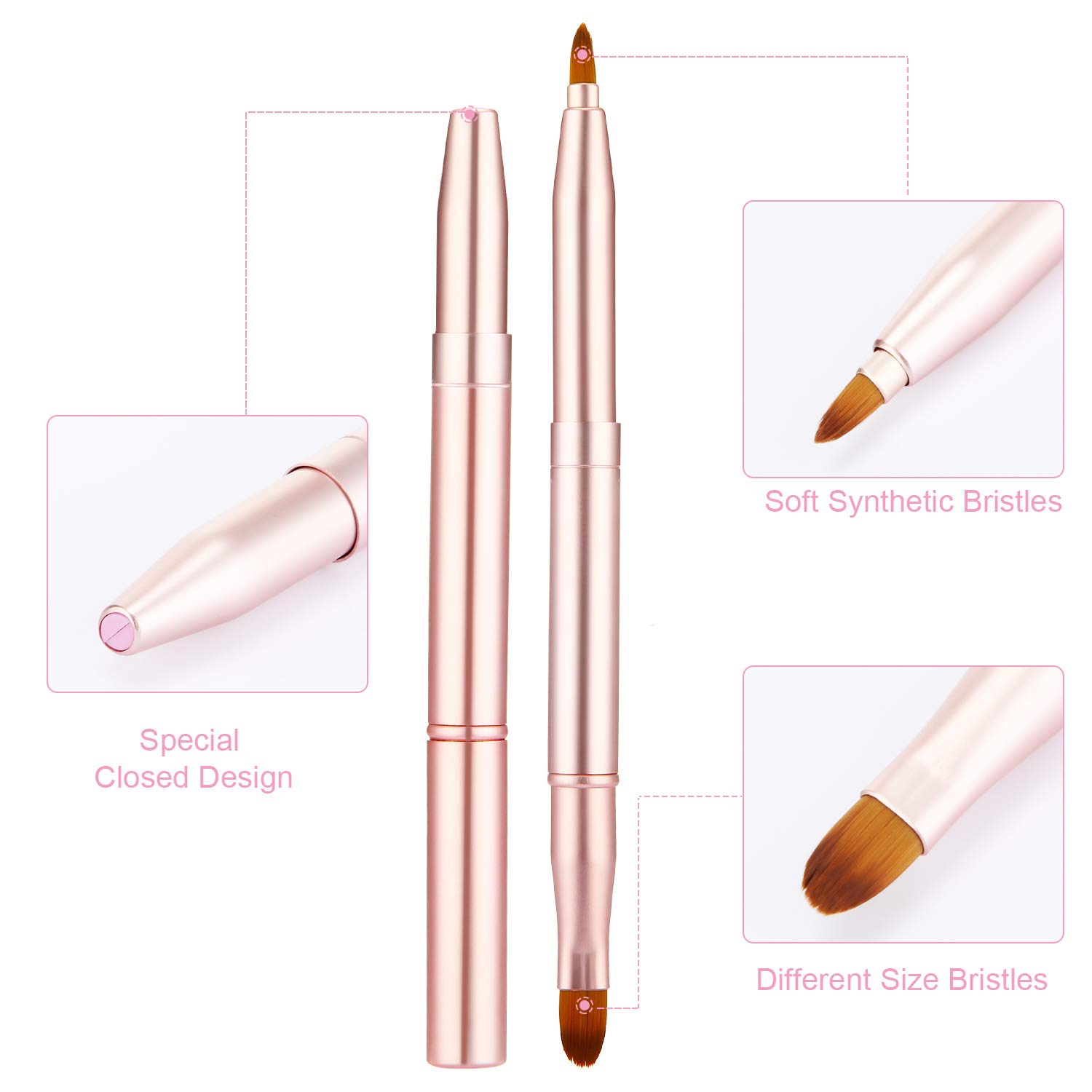 6 Pieces Retractable Lip Brush Lip Liner Brushes Dual End Lip Concealer Brush Retractable Lipstick Eyeshadow Makeup Travel Brush Tool: Beauty