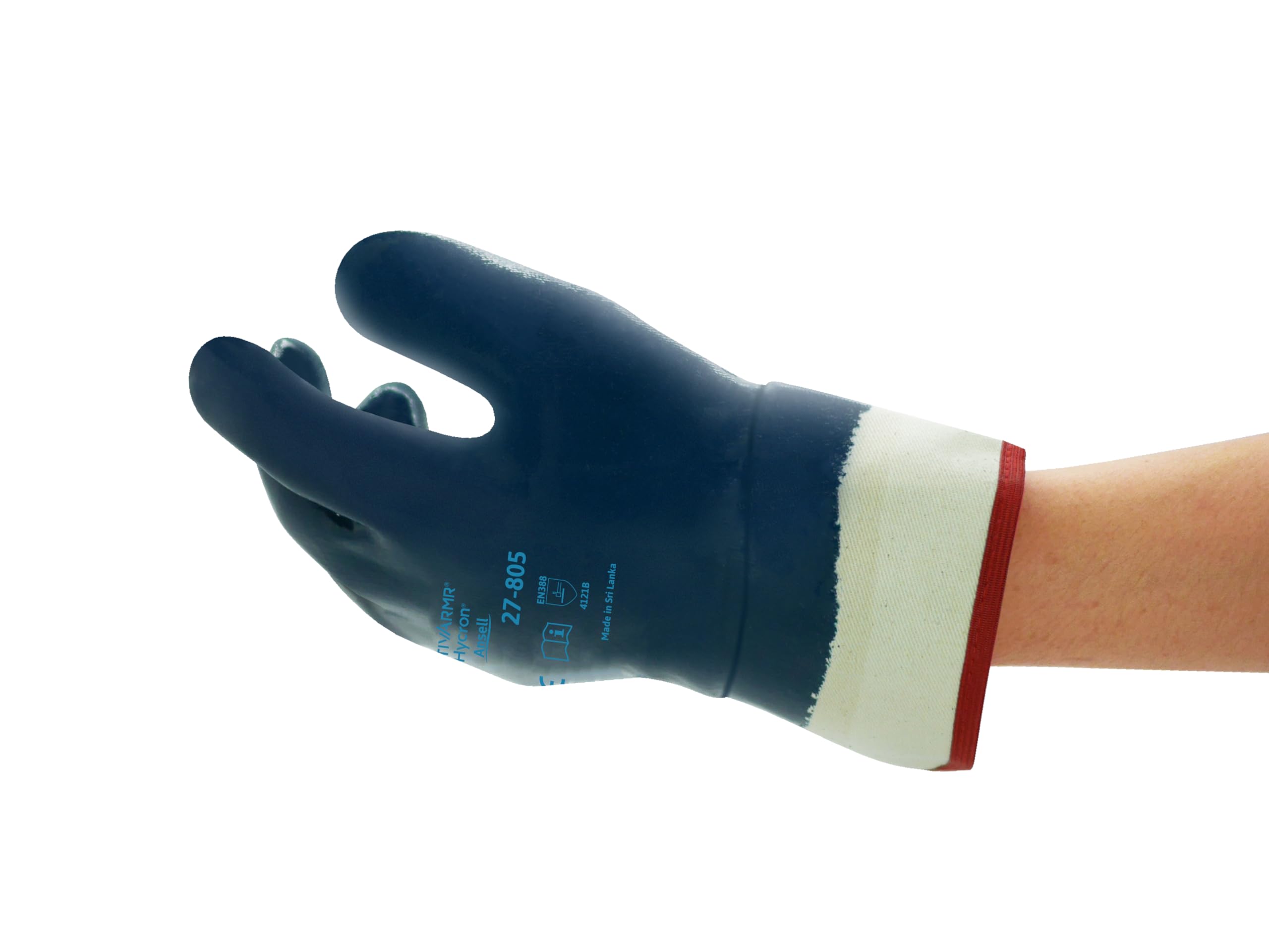 Ansell ActivArmr 27-805 Heavy Duty Work Gloves, Abrasion and Cut Resistant Nitrile Coating, Waterproof and Oil Repellent, Extra-Tough Safety Gloves for Professionals, Blue, Size 2XL (12 Pairs)