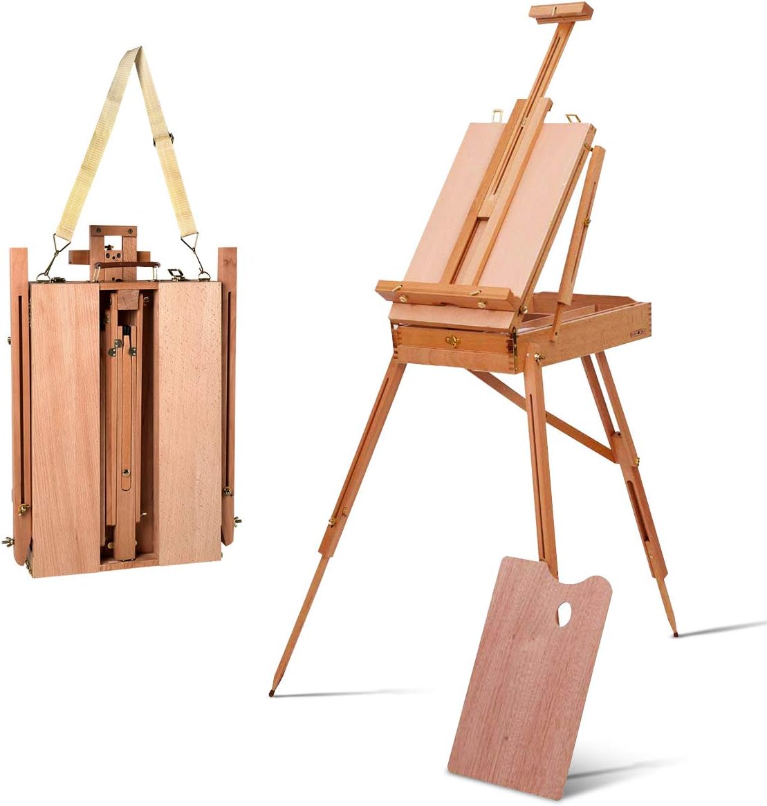 Costzon Wooden French Easel, Portable Folding Art Easel