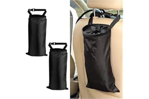 XINLIYA Car Trash Bag, 2PCS Hanging Waterproof Garbage Pocket with Elastic Opening for Console Headrest, Washable Portable Au