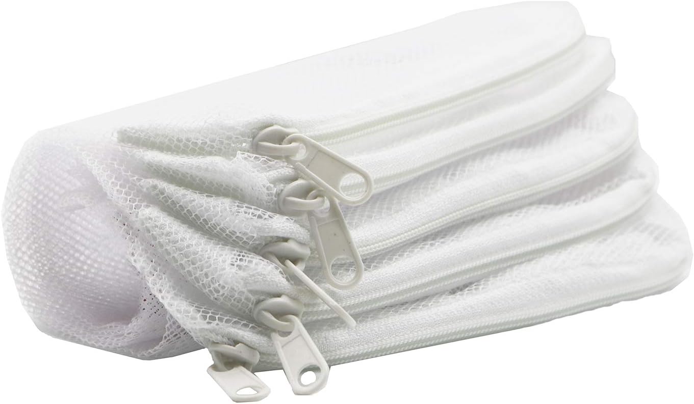 EYEFANCEE Aquarium Mesh Media Filter Bag Nylon Pond Mesh Filter Bag with Zipper White, 5 PCS