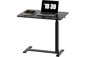 Sweetcrispy Overbed Bedside Table with Wheels, Adjustable Hospital & Home Use Bed Table, Rolling Laptop Table, Mobile Standing Desk, Black