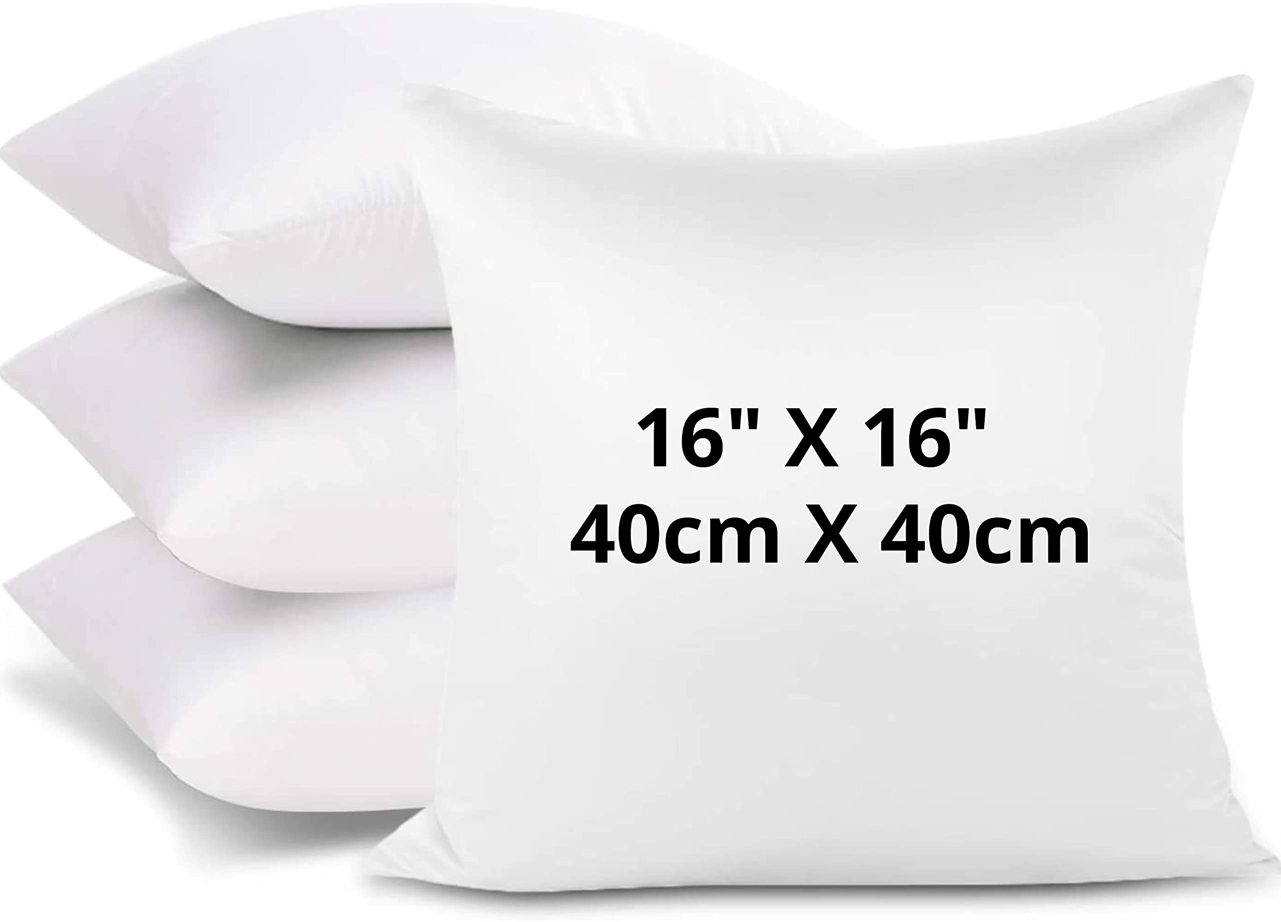 Cushion Inner Pads (Pack of 1) Hollowfiber Square Pillow Stuffer | Plump Premium Quality Cushion Insert Fillers | Polypropylene White Cover 100% Virgin Hollow fibre Inner - 16" 18" 20" 22" 24" - 16"