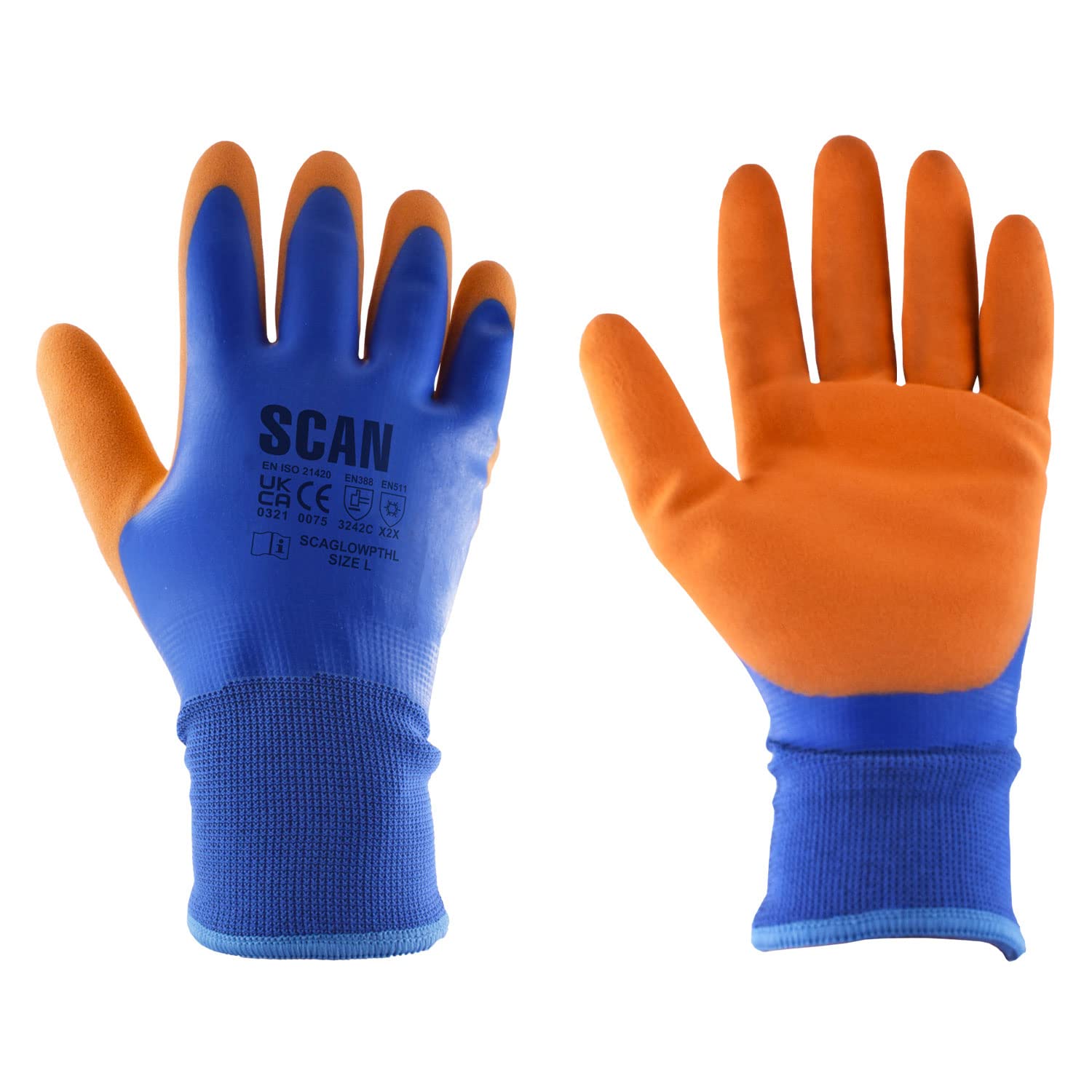 Scan SCAGLOWPTHXX Thermal Waterproof Latex Gloves - Size XXL