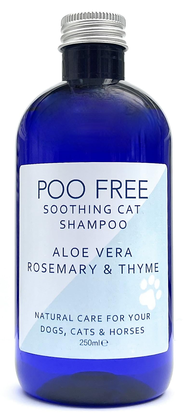 POO FREE Thyme & Rosemary Soothing Cat Shampoo – Purifying Scalp & Coat Care – 99% Natural & pH Balanced – 250ml