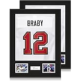 CCDCC Aluminum Jersey Frame Display Case 2 Pack, Lightweight & Durable Metal Jersey Frame with Mat, Pinboard, Shatterproof Plexiglass & Hanging Kit for Football Baseball Basketball Soccer Hockey Shirt