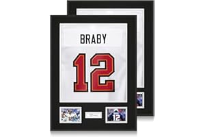 CCDCC Aluminum Jersey Frame Display Case 2 Pack, Lightweight & Durable Metal Jersey Frame with Mat, Pinboard, Shatterproof Plexiglass & Hanging Kit for Football Baseball Basketball Soccer Hockey Shirt