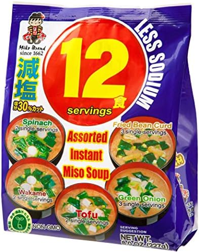 Miyasaka Instant Miso Soup 12 Serving Pack with Less Sodium, 6.39 Ounce