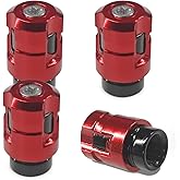 GAOLAOSY 4 PCS Car Tire Valve Stem Caps, Unique Shape Aluminum Alloy Car Wheel Valve Cover, Corrosion Resistant & Leakproof Tyre Air Valve Cap Auto Accessory for Cars, Truck, Bike, Motorcycle (Red)