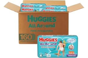 Huggies All Around Pañal Desechable para Bebé, Etapa 6 Unisex, Caja con 160 piezas, Ideal para bebés de más de 13.5 kg