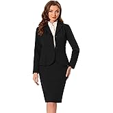 Allegra K 2 Piece Suit Skirt Sets for Women Blazer and Pencil Skirts Formal Office Business Casual Outfits