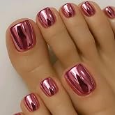 Metallic Pink Press On Toenails Pink Chrome Toe Nail Press Ons Mirror | Toe Press On Nails Glossy Square Fake Toenails Spring Summer Full Cover Toe Nails Press On For Women Manicure 24Pcs