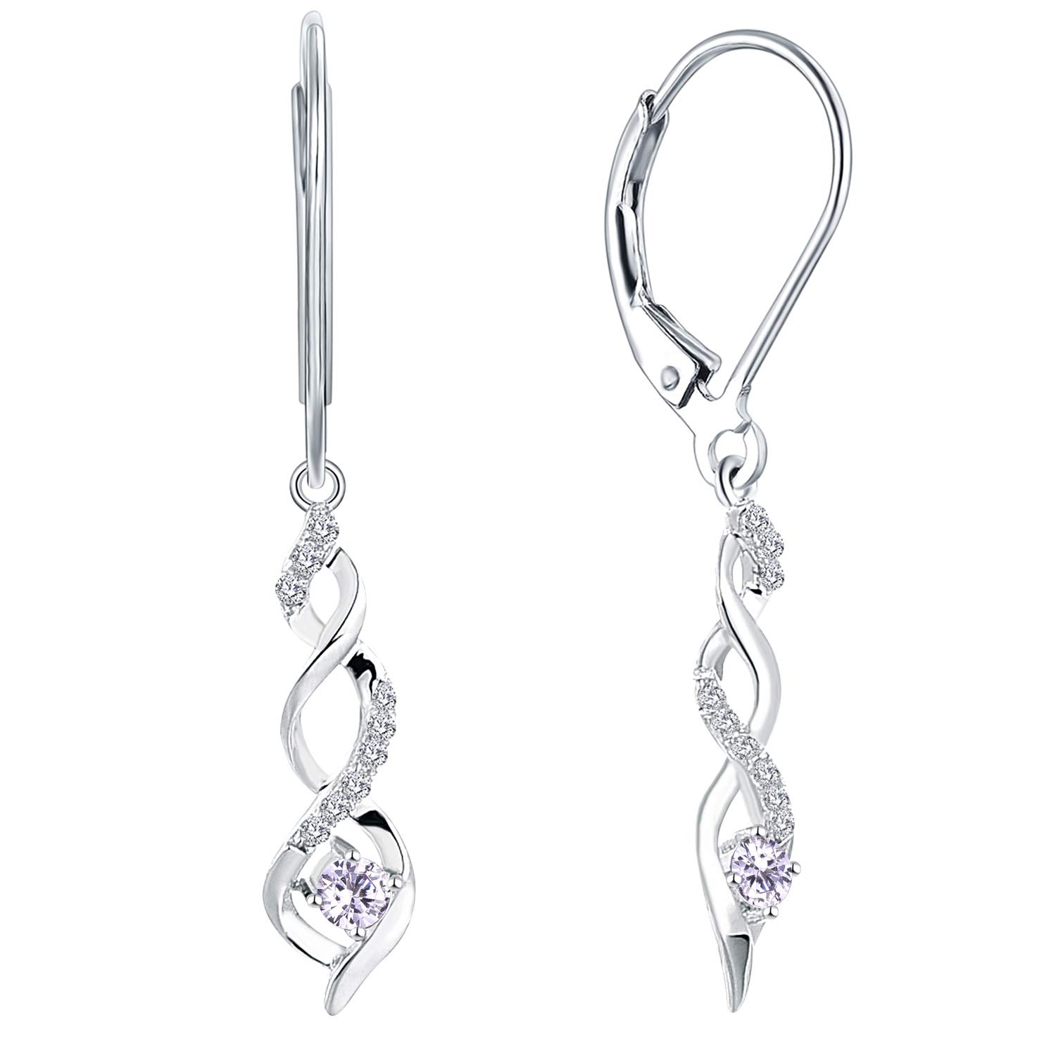 JO WISDOM 925 Sterling Silver Infinity Dangle Drop Earrings 3A Cubic Zirconia June Birthstone Alexandrite Color Jewellery for Women — image 1