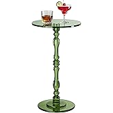 solaround Acrylic Side Table, Classic Roman Column Pedestal End Table for Living Room, Bedroom,Balcony，Easy Assembly (Green, Large)