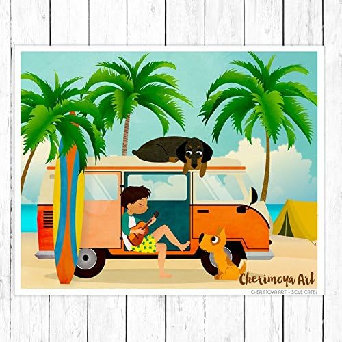 Boy Camping on the beach - Children's Decor - Archival Print