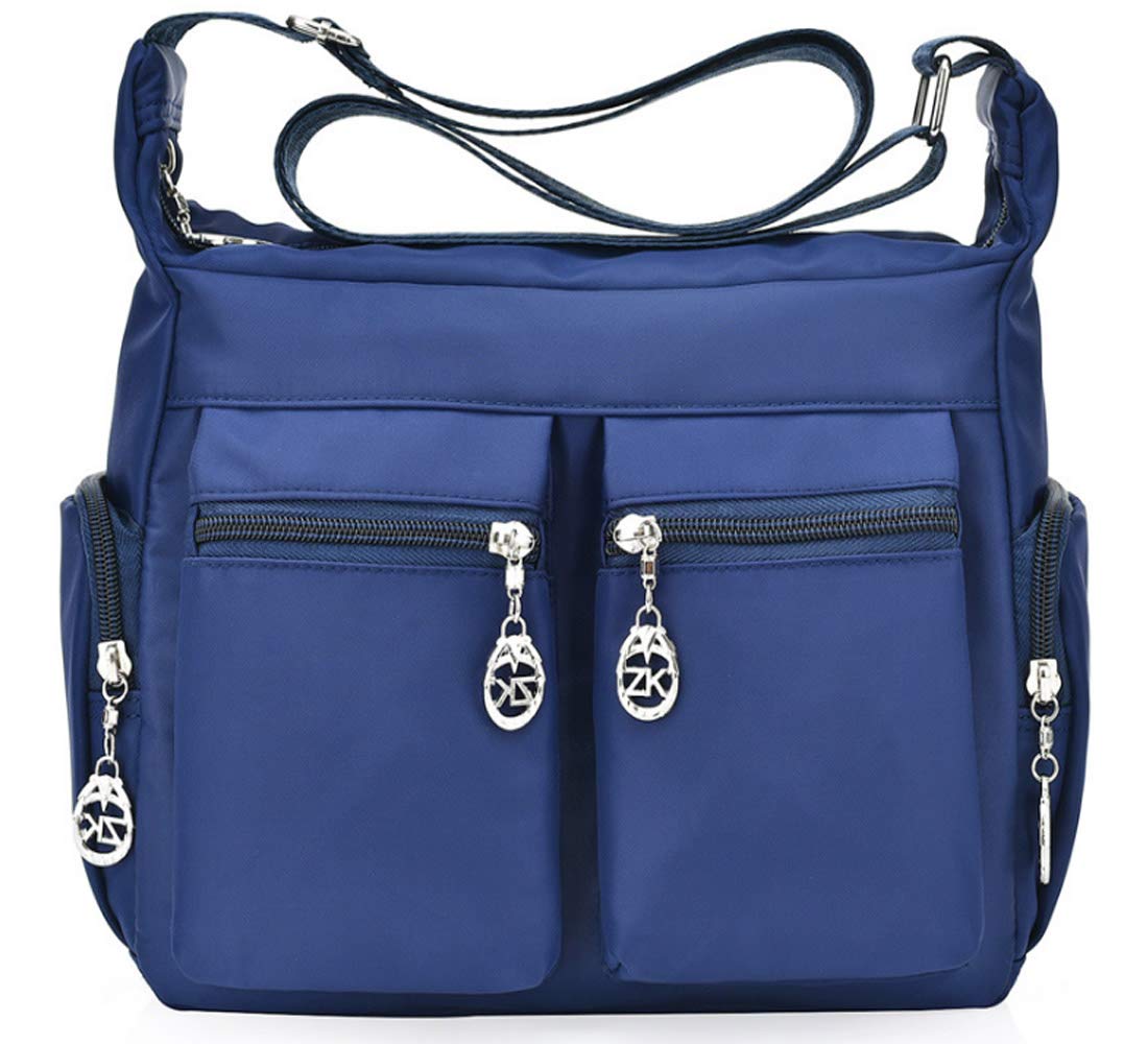 FiveloveTwo Lightweight Nylon Multi Pocket Hobo Shoulder Crossbody Bag Handbags and Purses for Women Men Top-handle Messenger Crossbody Bag Pack Totes Satchels Dark Blue