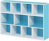 Furinno LUDER 11-Cube Bookshelf Reversible White Light Blue 73.9x105.9x23.9 cm view 6
