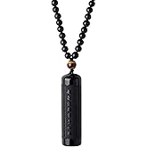 GENASTO Black Obsidian Necklace Tiger Eye Gemstone Beads Crystal Stone Pendant Healing Chakra Mala Spiritual Necklace for Men Women
