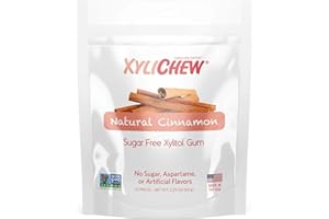 Xylichew 100% Xylitol Chewing Gum - Non GMO, Non Aspartame, Gluten Free, and Sugar Free Gum - Natural Oral Care, Relieves Bad Breath and Dry Mouth - Cinnamon, 50 Count