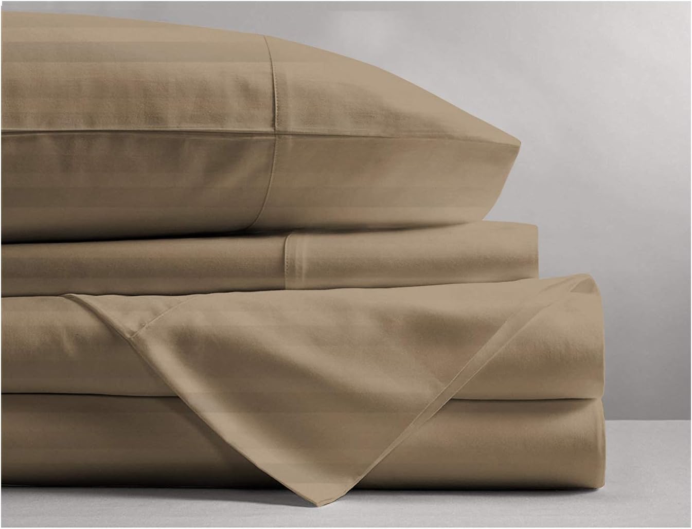 Mayfair Linen 800 Thread Count Striped Sheets for Bed -100% Long Staple Egyptian Cotton, Woven 800 TC Stripe King Taupe - Stripe 4 Piece Bedding Set Hotel Quality, OekoTex Certified