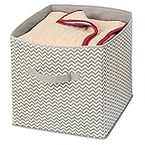 mDesign Chevron Fabric Closet Storage Organizer Cube for Toys, Sweaters, Accessories - Taupe/Natural