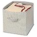 mDesign Chevron Fabric Closet Storage Organizer Cube for Toys, Sweaters, Accessories - Taupe/Natural