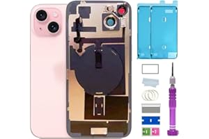 ZMVDJZ 15 Plus Back Glass Replacement with Plate & Flex Cable and All Parts for iPhone 15plus Back Cover Glass (Pink, 6.7 Inch) + Waterproof Tape + Repair Tools (Pink)